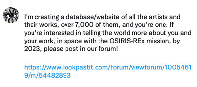 Calling ALL OSIRIS REx Contributing Artists